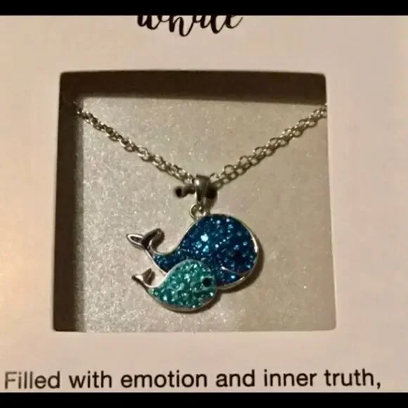 Crystal Whale Necklace.  Length of Chain is 20” - Picture 2 of 4